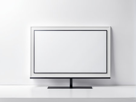 modern tv on white wall. 3d imageの素材