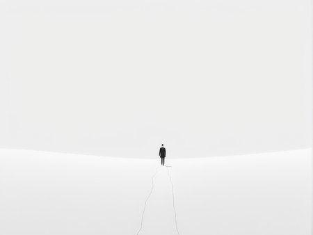 businessman walking on a empty white wallの素材