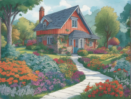 watercolor painting of a houseの素材