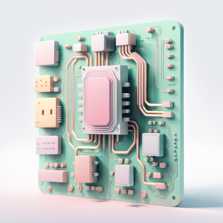 circuit board. 3d illustration.の素材