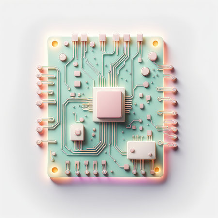 high resolution 3d icon of microchip on the background, image, computer digital drawingの素材