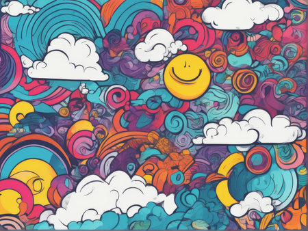 abstract colorful background with clouds andの素材