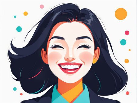 happy smiling girl. pop art vector illustrationの素材