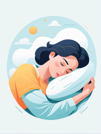 sleeping woman in bedの素材