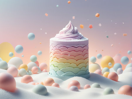 3d image of a glass milk with colorful backgroundの素材