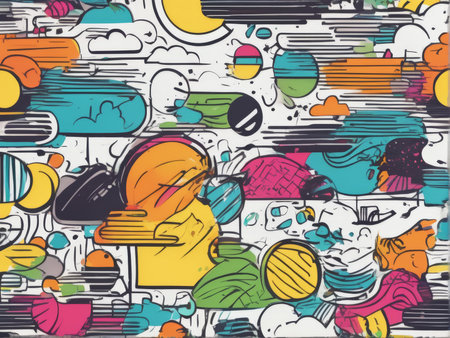 abstract creative hand drawn doodle background, vector illustration.の素材