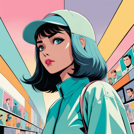 fashion girl with headphones.の素材