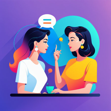 two girls talking andの素材