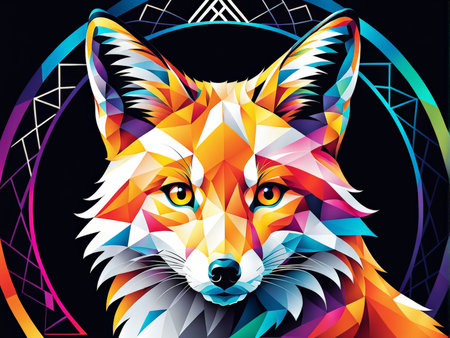 fox head, vector illustrationの素材