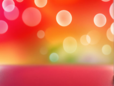 christmas background with red and white bokeh lights lightの素材