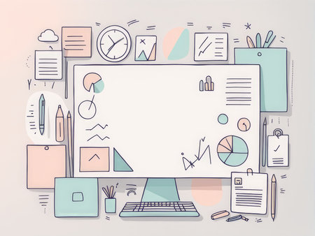 flat style illustration of workplaceの素材