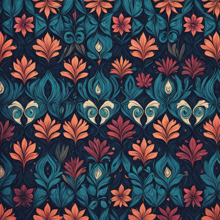 seamless floral pattern with leaves and berriesの素材