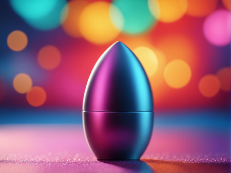 pink perfume on a shiny background with bokeh lights. 3d illustrationの素材