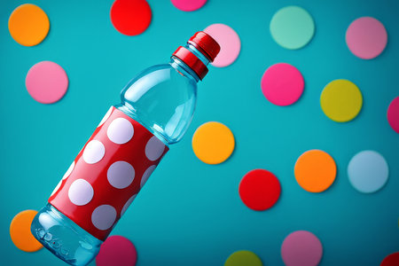 soda bottle with blank bannerの素材