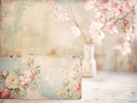 vintage background with spring flowersの素材