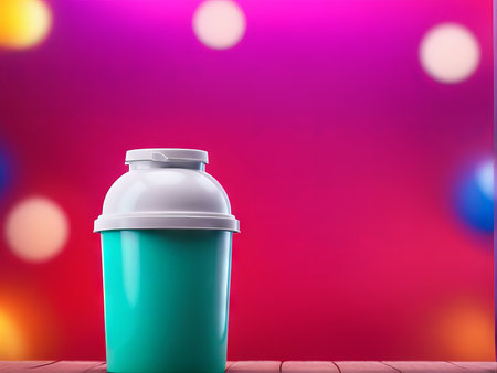 plastic bottle with a straw on the tableの素材