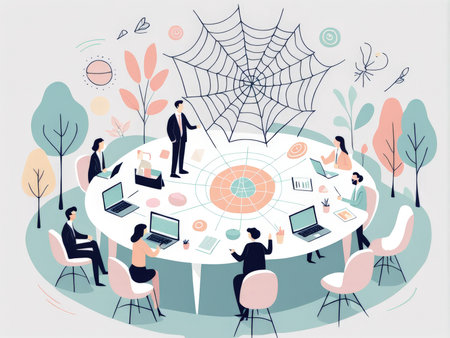 people working on business project. flat vector illustrationの素材