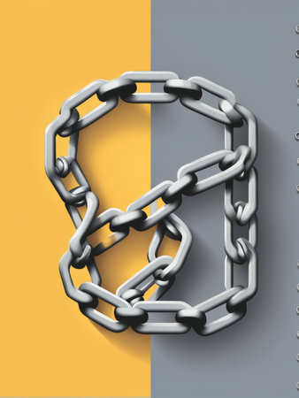 chain with a lock. 3d render.chain render.の素材
