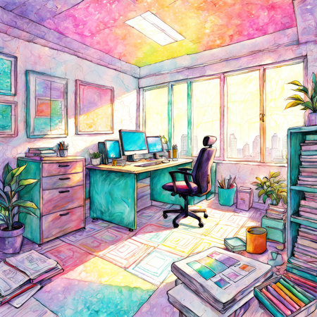 interior sketch of a modern officeの素材