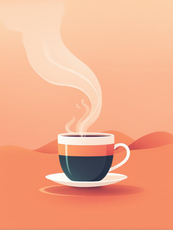 hot coffee cup on background. drink. vector flat cartoon illustration.hot illustration.の素材