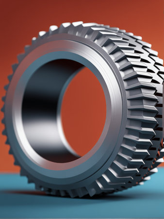 gear on a blue background, 3d rendering.gear rendering.の素材