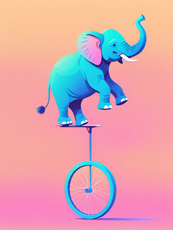 elephant riding a bicycleの素材