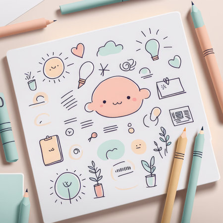 cute baby girl and watercolor paperの素材