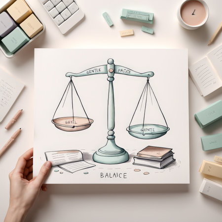 wooden table with books, pen and paper, text : scales of justice scales. low lawの素材