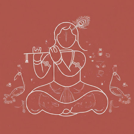 vector illustration. a girl with meditating lotus.の素材