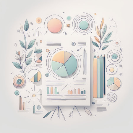 3d render illustration of business chartsの素材