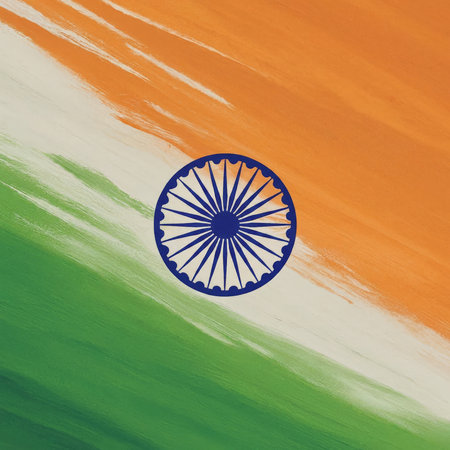 india flag with waving texture, vector backgroundの素材