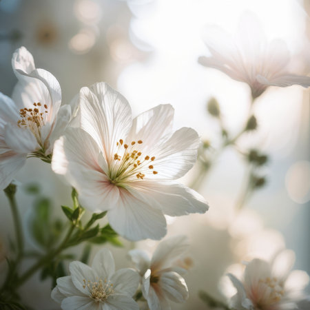 white spring flowers background, close upの素材