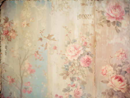 vintage photo, flowers on old wooden backgroundの素材