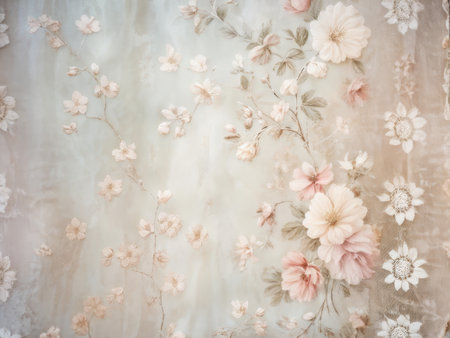 Vintage tone of vintage floral fabric texture background, soft focus.の素材