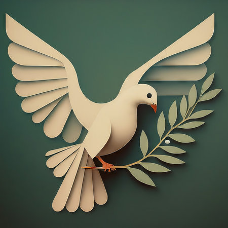 paper cut dove icon 3d renderingの素材