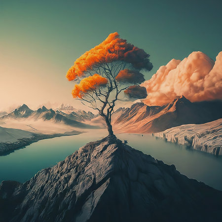 beautiful landscape in the mountainsの素材