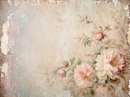 vintage background with floral frameの素材