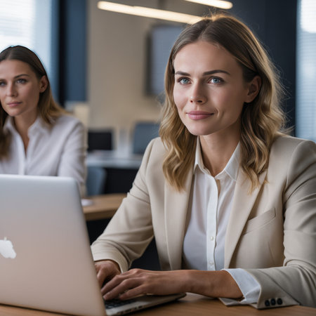 businesswoman in formal wear working with colleagues officeの素材