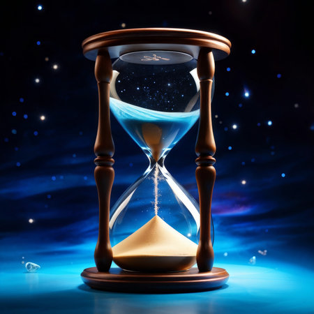 glass hourglass on black background. 3d imageの素材