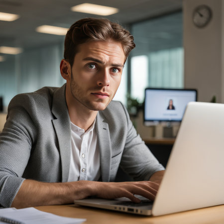 businessman working on computerの素材