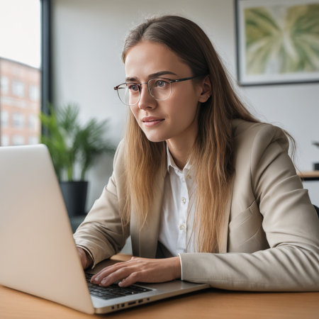 young female freelancer working with a computer and using smartphoneの素材