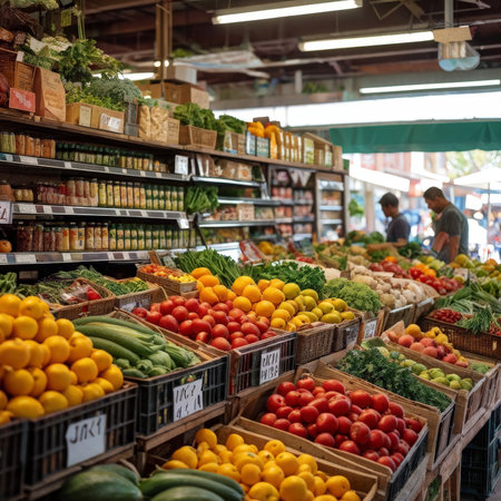 fresh fruits and other vegetables in groceryの素材