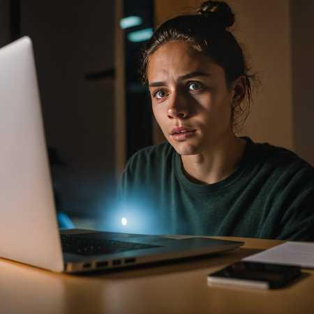 young girl using laptop computerの素材