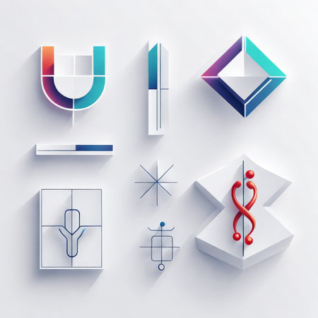 3d abstract isometric geometric shapes. colorful shapes, vector, illustration for your design.の素材