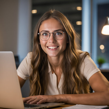 young woman working in the officeの素材