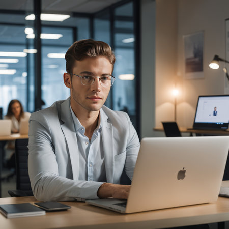 portrait of a young businessman in the officeの素材