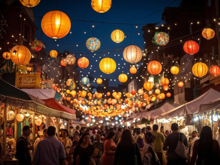 colorful lanterns in the marketの素材