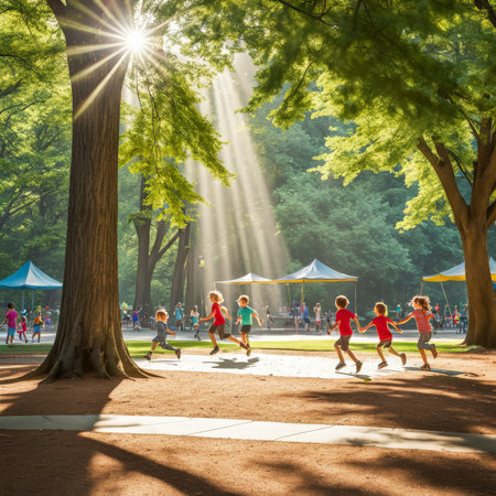 children in the parkの素材