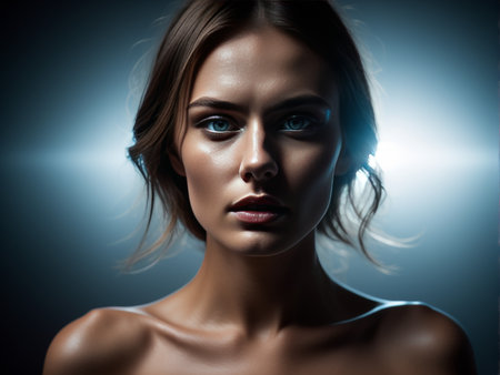 portrait of beautiful woman in the studioの素材