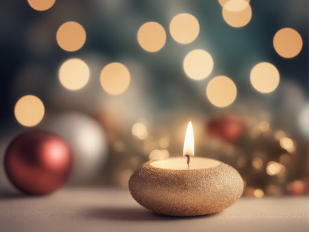 christmas background with candleの素材